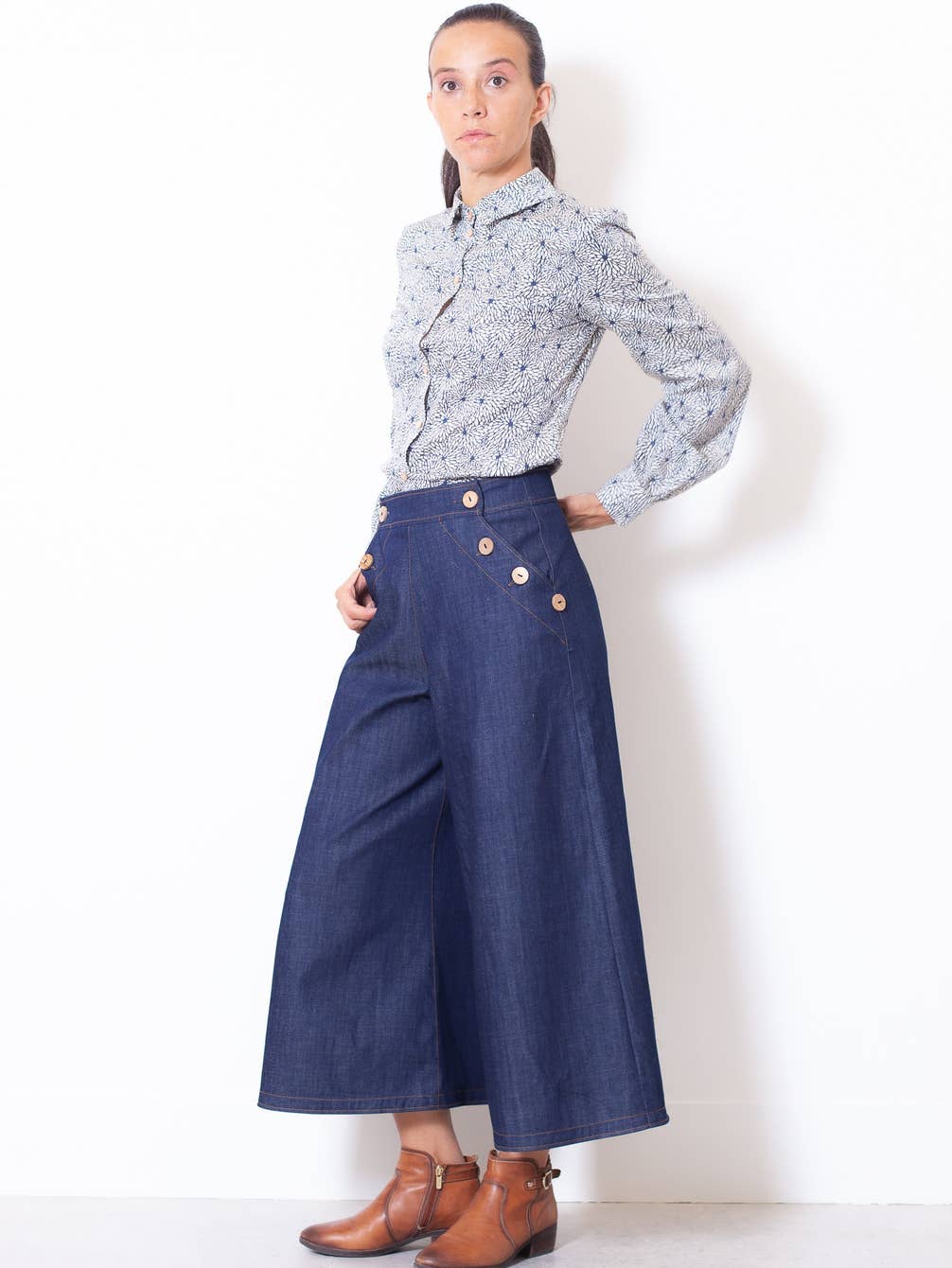 ICONIQUE - Jupe Culotte Henriette denim Bio Gots